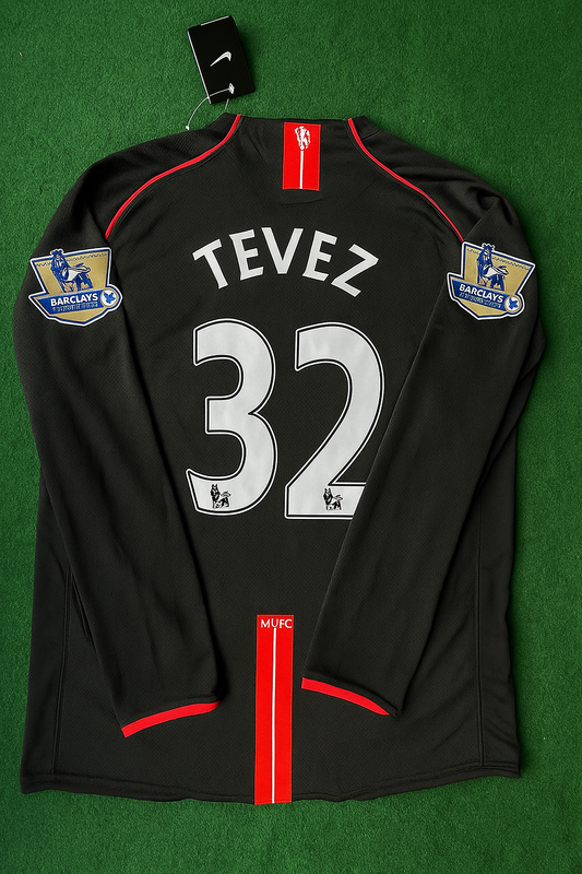 Tevez Manchester United - Black Retro Camiseta 2007 2008 Carlos Vintage Soccer Kit Football Jersey Trikot