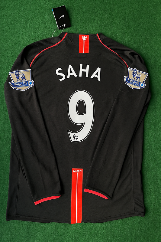 Saha Manchester United - Black Retro Camiseta 2007 2008 Louis Vintage Soccer Kit Football Jersey Trikot