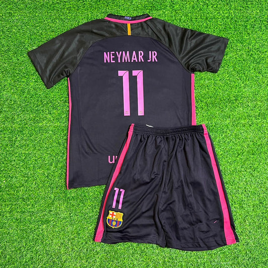 Jr Barcelona /15 Retro Black Pink Kids Soccer KinderTrikot 2014 Neymar Kids Vintage Soccer Kit Football Jersey Trikot