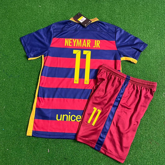 Jr Barcelona /16 Retro Black Pink Kids Soccer KinderTrikot 2015 Neymar Kids Vintage Soccer Kit Football Jersey Trikot